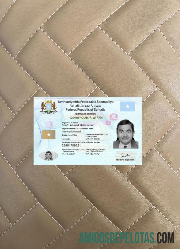 Somalia ID Card 2022 Present olhar de foto frente modelo